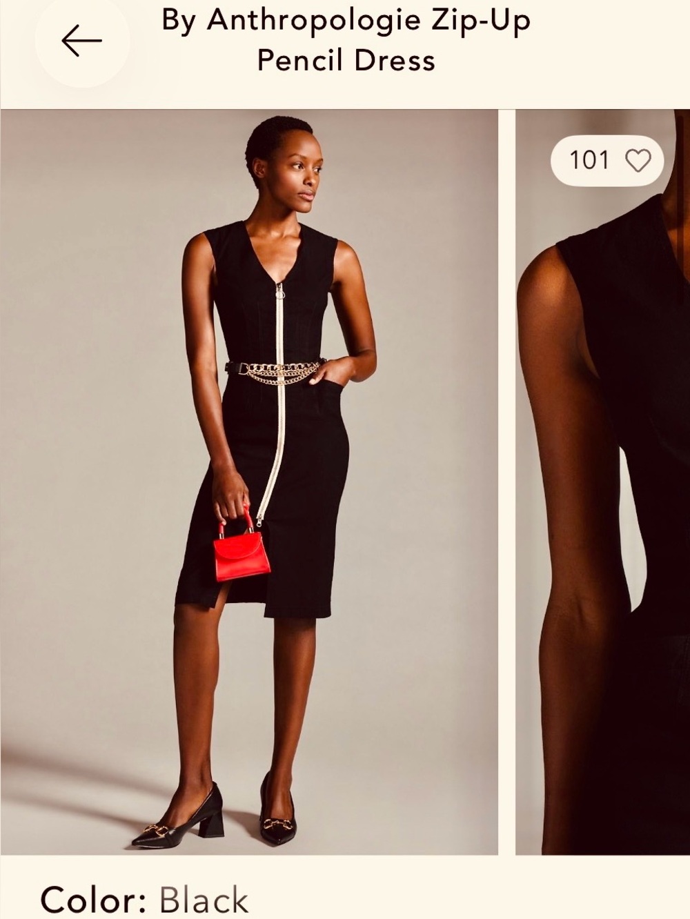Anthropologie Zip Up Pencil Dress
